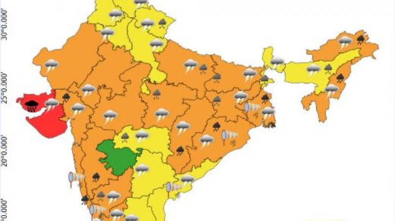 IMD Issues Yellow Alerts Across Punjab; Red Alert for Gujarat Amid Dual Low-Pressure Systems
