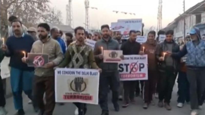 Villagers in Jammu and Kashmir Hold Candlelight Marches to Condemn Delhi Car Explosion