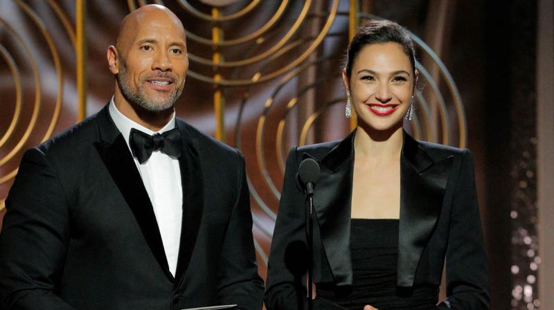 Gal Gadotwith Dwayne Johnson
