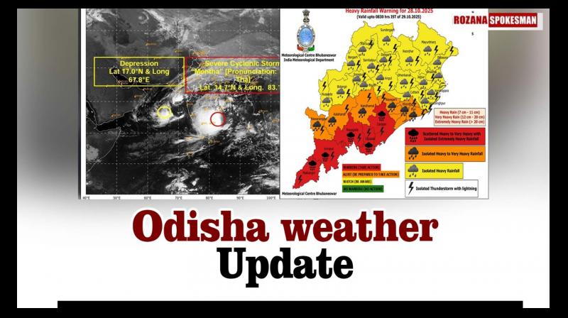 Odisha: Red Alert Issued in Five Districts as Cyclone Montha Continues Moving North-Northwestwards