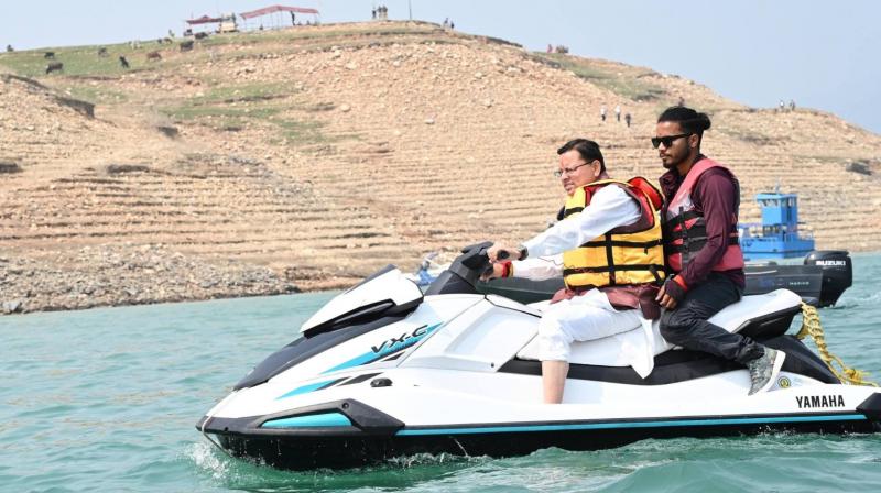 'Himalayan O2 – The Tehri Lake Festival': Uttarakhand CM takes Jet Ski ride
