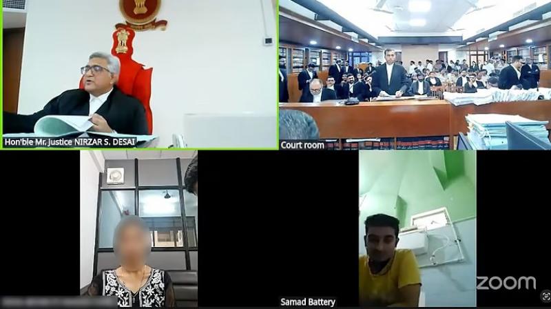 Man Attends Gujarat High Court Proceedings from Toilet Seat; Video Goes Viral (Image Courtesy: Bar and Bench)