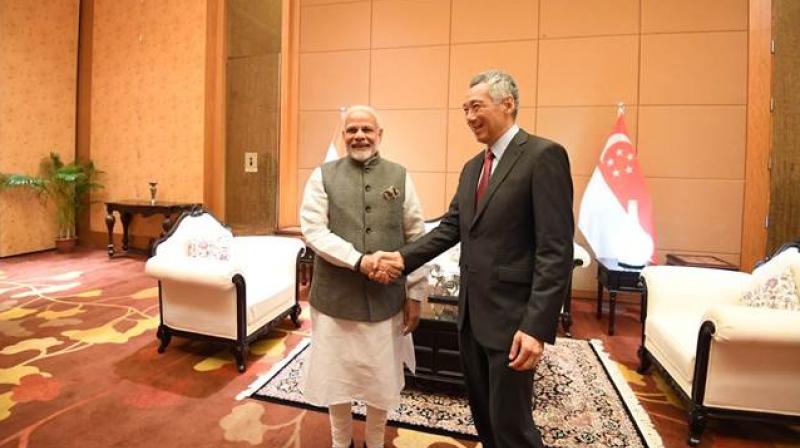 Narendra Modi today met his Singaporean counterpart Lee Hsien Loong