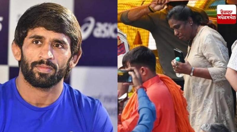  PT Usha, Wrestler Bajrang Punia at Jantar Mantar in Delhi