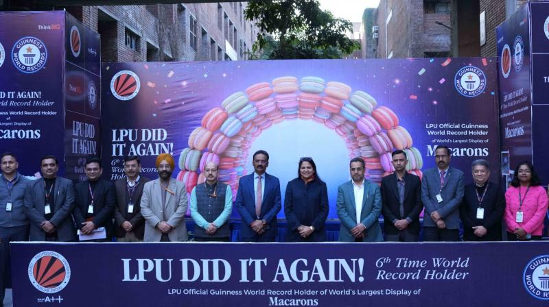 The record-breaking display featured 10,829 tricolour macarons, comfortably surpassing the previous benchmark of 9,600. This project was executed by students and faculty, showcasing both technical culinary skill and national pride.  File Photo.