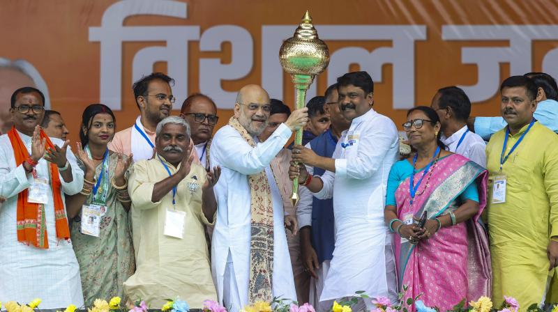 Home Minister Amit Shah during election campaign in Samastipur, Bihar, on October 30