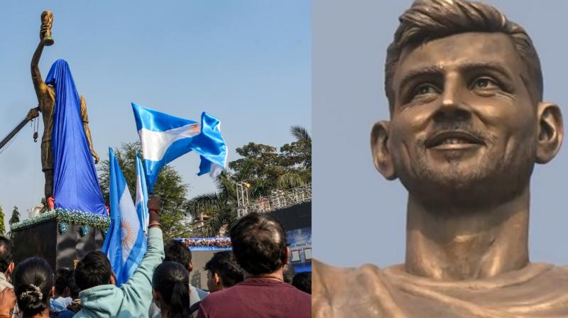 Messi G.O.A.T. India Tour: Unveils 70-Foot Statue in Presence of Shah Rukh Khan, West Bengal Minister
