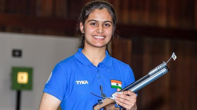 Manu Bhaker at the ISSF Junior World Cup