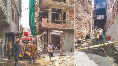 Fire at cloth godown