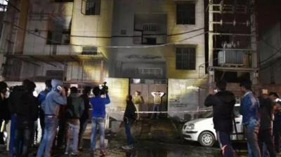 Fire broke out at a three-storey factory