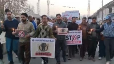 Villagers in Jammu and Kashmir Hold Candlelight Marches to Condemn Delhi Car Explosion