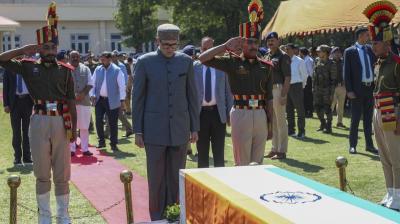 Bodies of Four J&K Policemen Recovered; Wreath-Laying Ceremony Held for Head Constable Jagbir Singh. Image coutesy:PTI and The Hindu