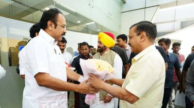 CM Mann, Delhi CM Arvind Kejriwal and Tamil Nadu CM MK Stalin 