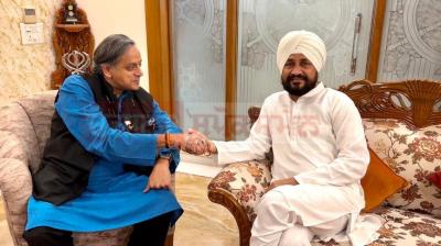 Congress MP Shashi Tharoor and former Punjab CM Charanjit Singh Channi 