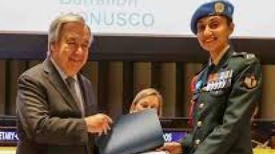 Leading India's first all-woman military engagement team, Major Swathi played a crucial role in building trust with local communities where women peacekeepers were previously unfamiliar.  File Photo.