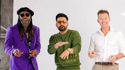 Kapil Sharma, Brett Lee and Chris Gayle 