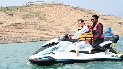 'Himalayan O2 – The Tehri Lake Festival': Uttarakhand CM takes Jet Ski ride