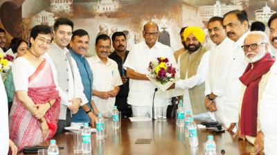 CM Mann and CM Kejriwal Meets NCP chief Sharad Pawar