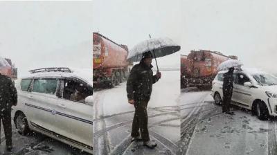 Breaking: Heavy Snowfall at Rohtang Pass; Manali-Rohtang Road Closed for Traffic on Sunday