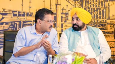 CM Bhagwant Mann with Delhi CM Arvind Kejriwal