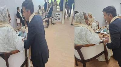 British PM Rishi Sunak having a conversation with Bangladesh PM Sheikh Hasina