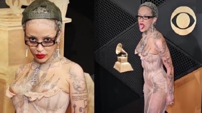 Grammy Awards 2024 Red Carpet, Miley Cyrus, Doja Cat Oops Moment