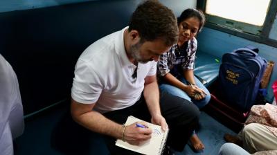 Rahul Gandhi in Train