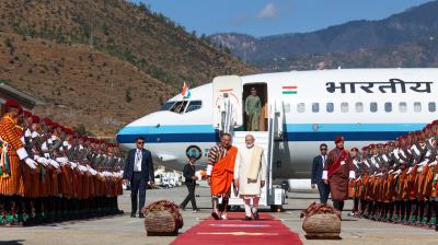 PM Narendra Modi Arrives in Thimphu, Bhutan; to Attend Global Peace Prayer Festival
