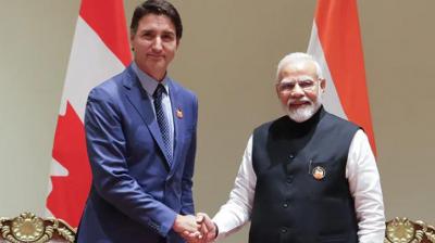 Indian PM Modi with Canadian PM Justin Trudeau 