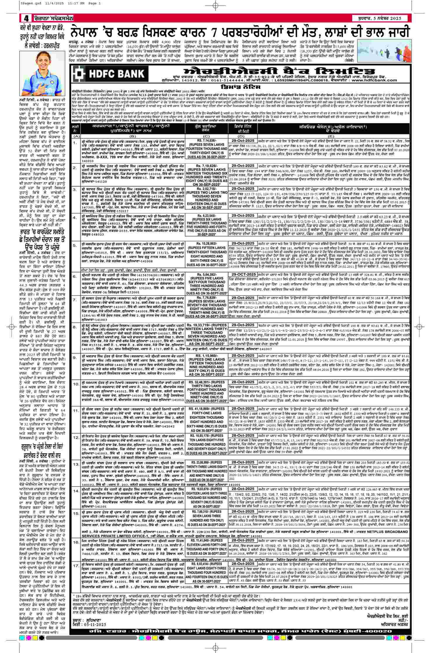 05 Nov 2025, Page 4 Mansa Edition | Rozana Spokesman Epaper [ Mansa News ]