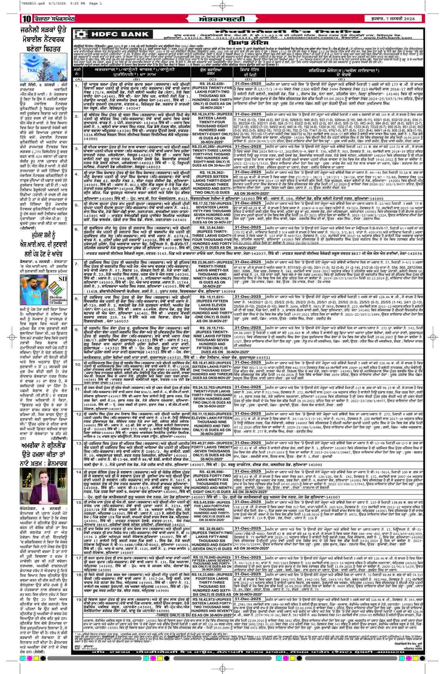 07 Jan 2026, Page 10 Mansa Edition | Rozana Spokesman Epaper [ Mansa News ]