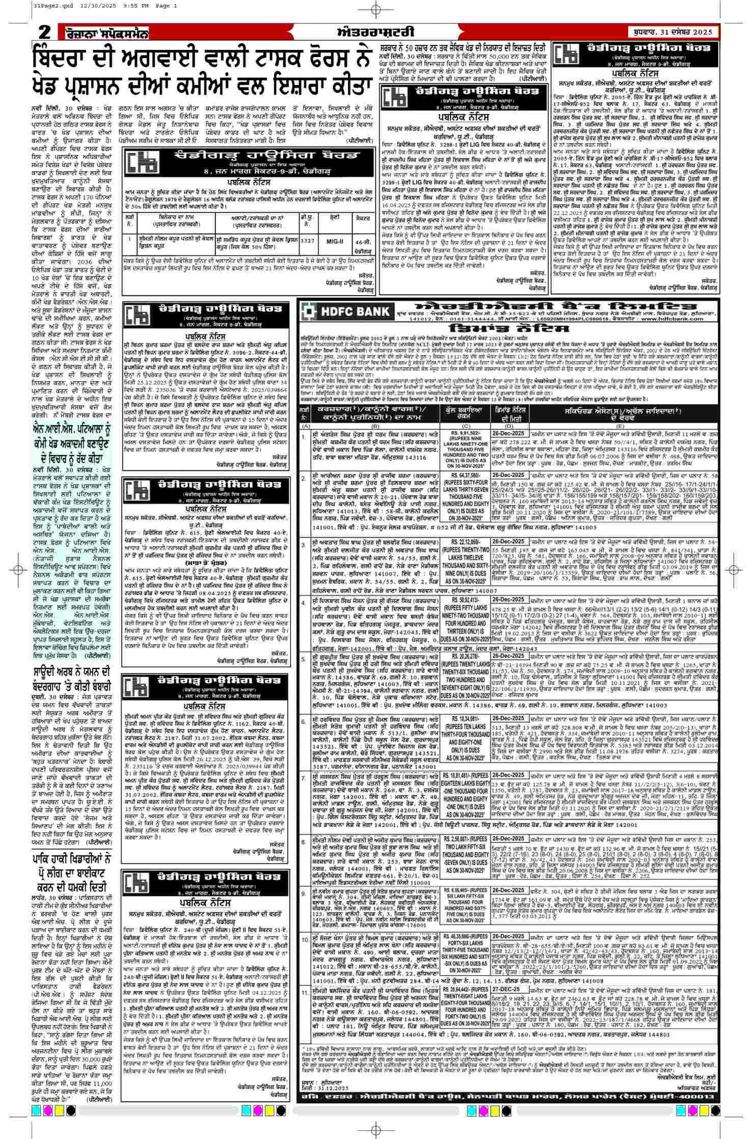 31 Dec 2025, Page 2 Gurdaspur Edition | Rozana Spokesman Epaper [ Gurdaspur News ]