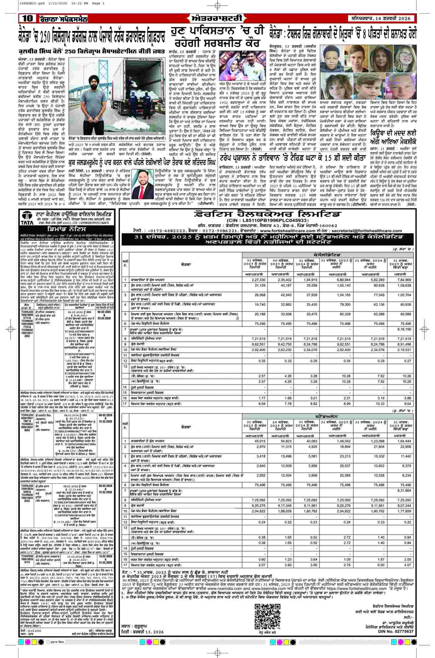 14 Feb 2026, Page 10 Mansa Edition | Rozana Spokesman Epaper [ Mansa News ]