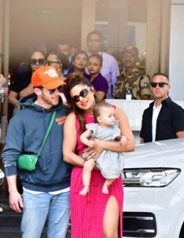 Priyanka Chopra, Nick Jonas Lands in Mumbai with Daughter Malti Marie