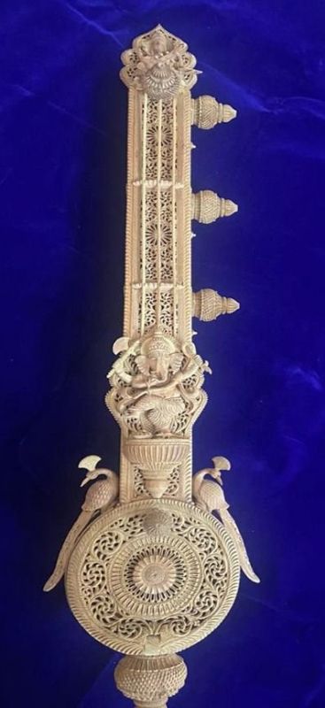 PM Narendra Modi presented a Sitar made of sandalwood to French President Emmanuel Macron as a gesture of friendship and cultural exchange. President Macron's wife, Brigitte Macron was also presented with a sandalwood box and other items.
