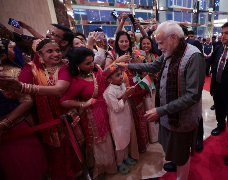Prime Minister Narendra Modi Reaches Indonesian capital, Jakarta. The PM received grand welcome by the Indian community
