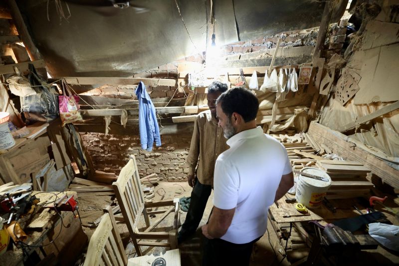 Rahul Gandhi Interacts with Carpentry Community During Visit to Delhi's Kirti Nagar Furniture Market
