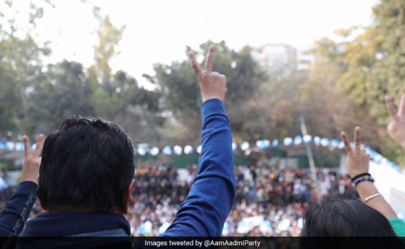 Celebration of Arvind Kejriwal's victory