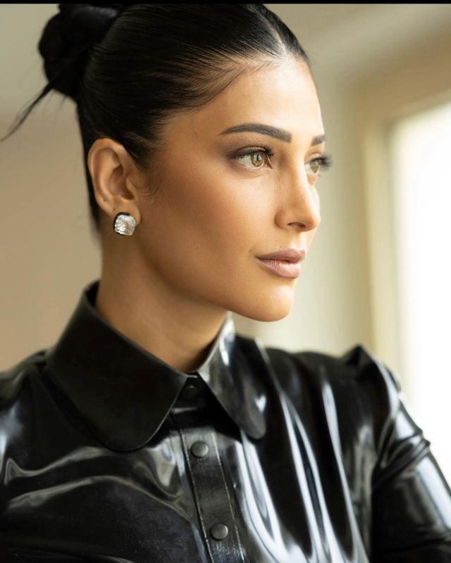 Shruti Haasan Looks Classy in Black Leather Dress at Cannes Film Festival 2023 