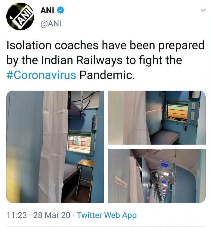 Isolation Coaches have been prepared by the Indian Railways Corornavirus Pendemic