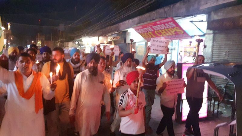 Members of BKU Shaheed Bhagat Singh organized a torch march at the historic Jagadhri Gate of Ambala in support of wrestlers