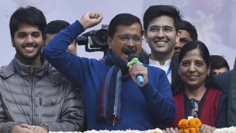 Celebration of Arvind Kejriwal's victory