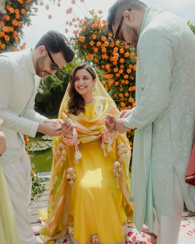 In Pics: Parineeti Chopra Radiates Elegance in Images from Her Choora Ceremony
