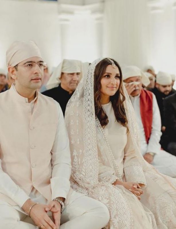 Parineeti Chopra, Raghav Chaddha Seek the Blessings at the Gurudwara on their Engagement ceremony, Akal Takht Sahib Jathedar  Giani Harpreet Singh also attended the ceremony and blessed the couple 
