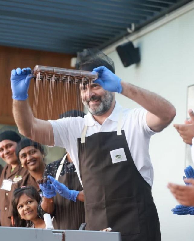 Rahul Gandhi Visits Moddys Chocolate Factory in Ooty, Crafts Delights with Children & WomenRahul Gandhi Visits Moddys Chocolate Factory in Ooty, Crafts Delights with Children & Women