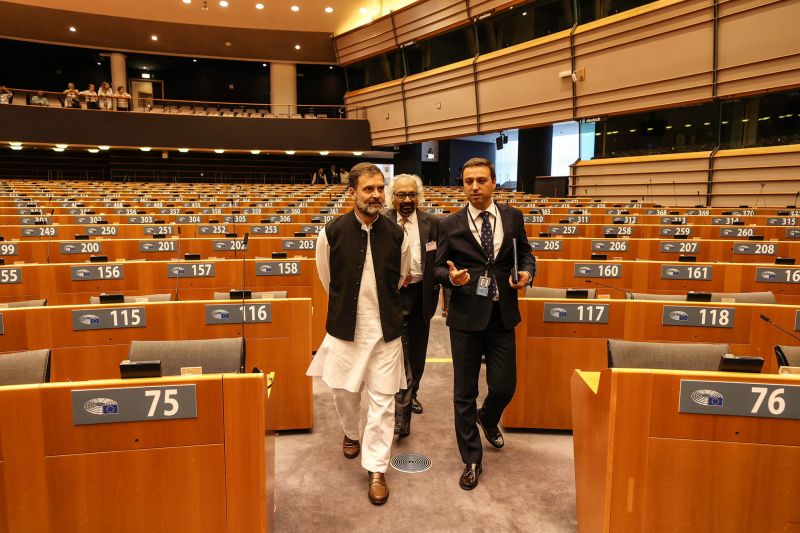 Rahul Gandhi Holds Meeting with European Parliament Members in Brussels. The Meeting was co-hosted by MEPs Alviina Almetsa and Pierre Larrouturou.

