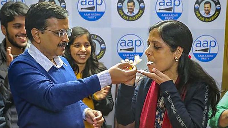 Celebration of Arvind Kejriwal's victory