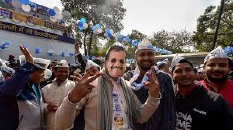 Celebration of Arvind Kejriwal's victory