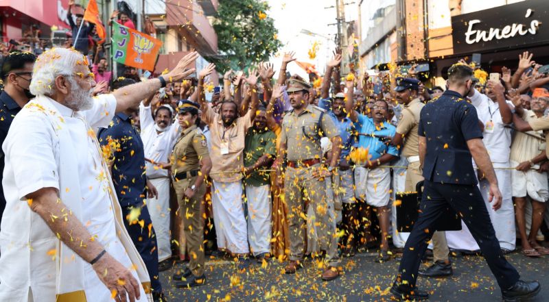 Prime Minister Narendra Modi holds walking roadshow in Kochi, Kerala