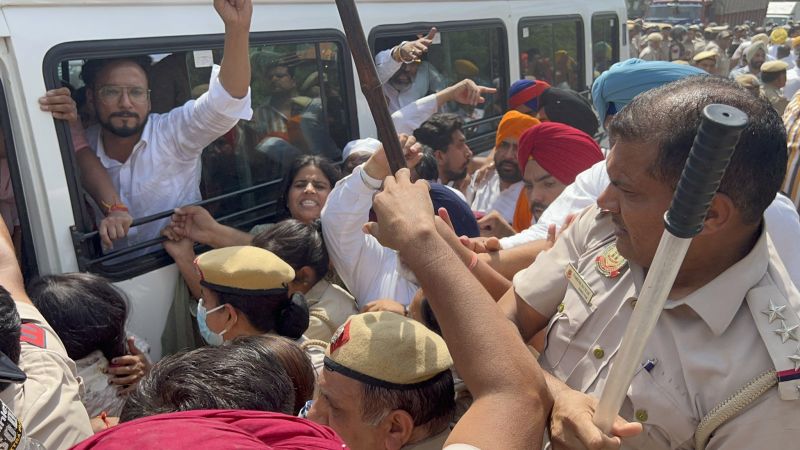 Delhi police detained Haryana's Raj Kaur Gill and other AAP MLAs
